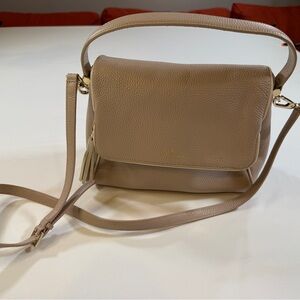 Kate Spade Taupe Pebbled Leather Crossbody Bag with Tassel